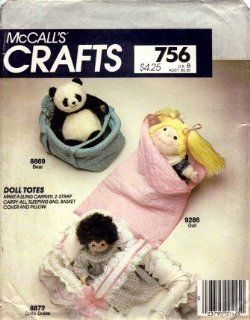 McCall's 756 Crafts Sewing Pattern Sling Carrier Two Strap Carry All Sleeping Bag Doll Totes