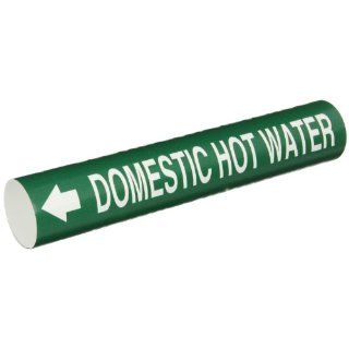 Brady 4316 C Bradysnap On Pipe Marker, B 915, White On Green Coiled Printed Plastic Sheet, Legend "Domestic Hot Water" Industrial Pipe Markers
