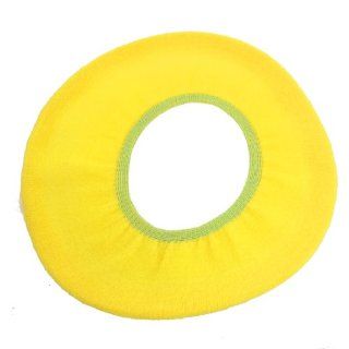11.8" Outer Dia. Bathroom Toilet Warmer Seat Yellow Cloth Cover Pads    