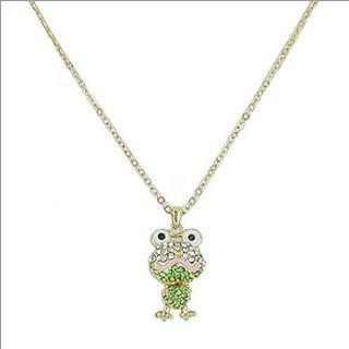 JOA Frog Design With Stone Pendant Necklace #041330 Stretch Bracelets Jewelry