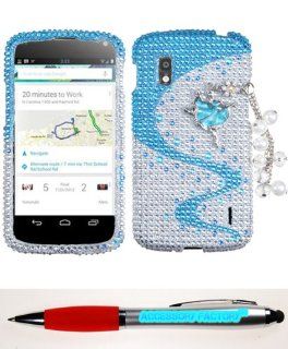 Accessory Factory(TM) Bundle (the item, 2in1 Stylus Point Pen) LG E960 (Nexus 4) Ballerina Chain Premium 3D Full Diamond Bling Protector Cover (with Package) Cell Phones & Accessories