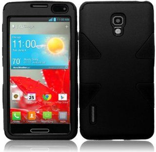 For LG Optimus F7 US780 Black/Black Dynamic Impact Hybrid Fusion Tuff Double Layer Cover Case Cell Phones & Accessories