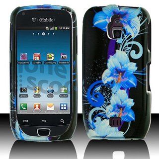Blue Flower Hard Cover Case for Samsung Exhibit 4G SGH T759 Cell Phones & Accessories