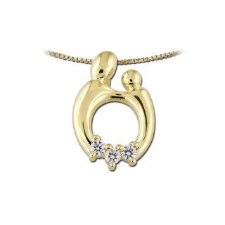 14K Yellow Gold 3 Diamond Mother and Child� Pendant with Chain Janel Russell Jewelry