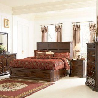 California King Size Platform Bed Traditional Style Deep Brown Finish   Storage Bed California King