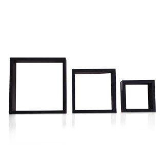 Adeco [WS0083] 3 Piece Black Wood Square Decortive Wall Shelves   Cabinets Display Frames For Home Art Decor, Great Gift   Floating Shelves