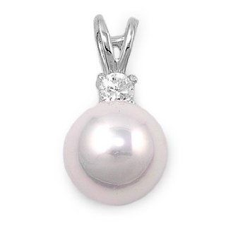 Fancy Solitaire Pearl Pendant Sterling Silver 925 Jewelry