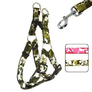 "Camo Cool" Camouflage Print Polycotton Dog Harness & Lead Set   Olive Jungle  Pet Halter Harnesses 