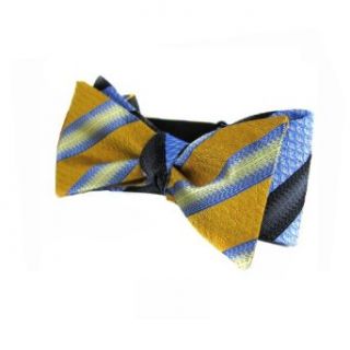 FBTR 789   Yellow   Blue   Gold   Charcoal   2 Sided Self Tie Bow Tie at  Mens Clothing store