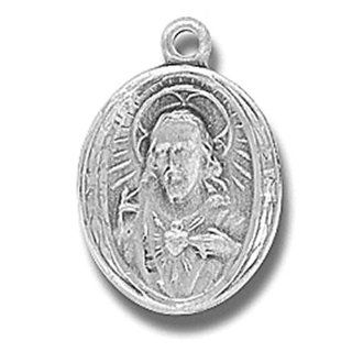 Sterling Silver 11/16" Jesus Christ Scapular Catholic Medal Pendant Pendant Necklaces Jewelry