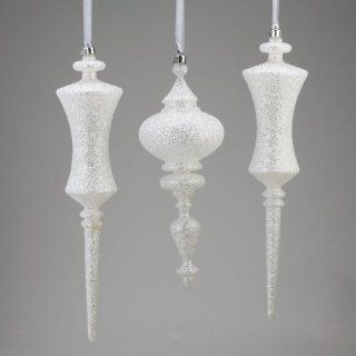 9 12" Styrofoam Finial Ornament W/white Glitter   Christmas Pendant Ornaments