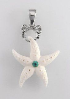 772 Beach Sea Star Bone Pendant / Organic / Silver Jewelry of Bali Jewelry