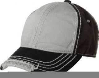 District Threads DT611 Leather Bill Distressed Cap   Black   OSFA at  Mens Clothing store