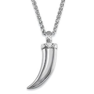 Italian Horn Silver Necklace, 24 Inch Jewelry