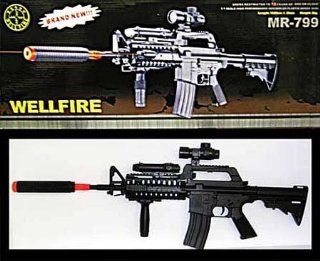 MR 799 M16 airsoft Spring Rifle bb gun M 16 mr 799 night light, and red cross scope #MR 799  Sports & Outdoors