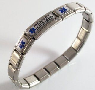 Memory Impaired Medical ID Alert Italian Charm Bracelet Jewelry