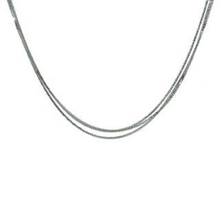 18k White Gold 3 Strand Wheat Chain Necklace   16 Inch   JewelryWeb Jewelry