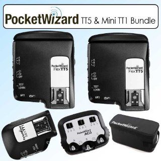Pocket Wizard Bundle With 2 Flex Transceivers TT5  801153, Mini TT1 Transmitter  801143, AC3 Zone Controller  804709 & G Wiz Trunk Bag  804712 For Nikon DSLR Cameras  Camera Flashes  Camera & Photo