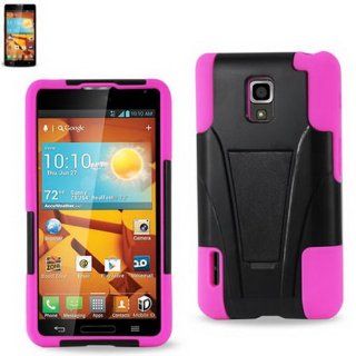 KICKSTAND Premium Hybrid Case for LG Optimus F7 US780 (black/pink) Cell Phones & Accessories