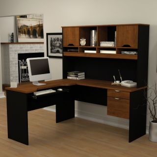 Bestar Innova L Shape Computer Desk Tuscany Brown & Black   Desks