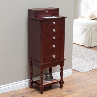 Anna Locking Jewelry Armoire with Valet Box   Cherry   Jewelry Armoires