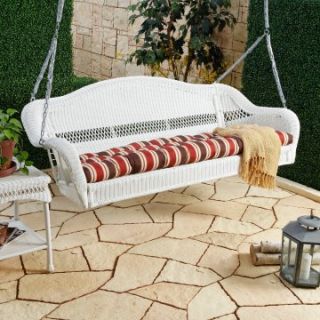 Casco Bay 3 Seater Wicker Porch Swing   White   Wicker Chairs & Seating