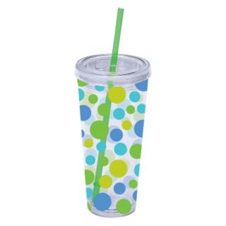 Boston Warehouse Cool Scatter Dots 22 oz. Insulated Tumbler with Straw   Outdoor Drinkware