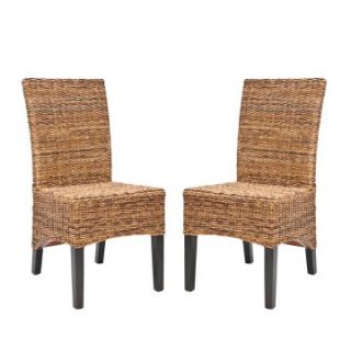 Safavieh Charlotte Wicker Dining Side Chairs   Natural Tan   Set of 2   Dining Chairs