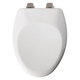 Bemis B1652NISL000 Elongated Closed Front Toilet Seat with Brushed Nickel Hinges in White   Toilet Seats