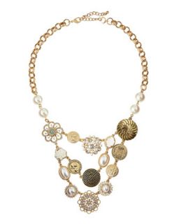 Pearly Crystal Floral Statement Necklace