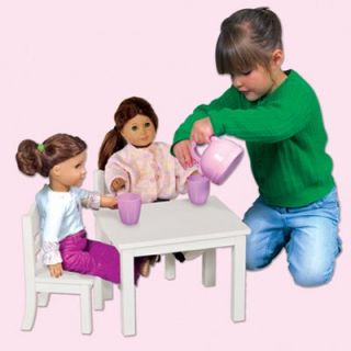 Guidecraft Doll Table and Chair Set   White   Baby Doll Furniture