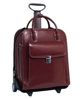 McKlein USA La Grange Leather Vertical Detachable Wheeled Ladies Briefcase   Red   Briefcases & Attaches