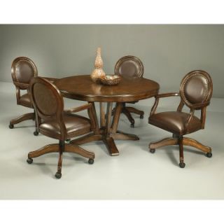 Pastel Furniture Devon Coast 5 Piece Distressed Cherry Dining Table Set with Naples Bay Caster Chairs   Dining Table Sets