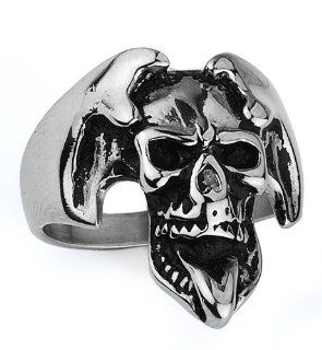 Stainless Steel Joker Skull Ring (Available in Sizes 7 to 11) size 7 Jewelry