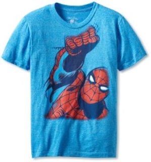 Spiderman Boys 8 20 Up And Away Youth Tee, Turquoise, X Large Clothing