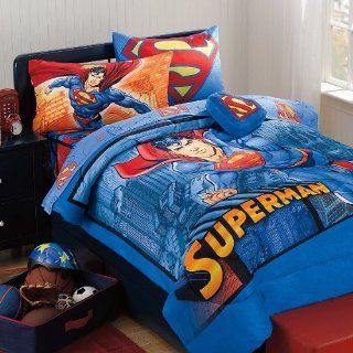 Superman784Twin Comforter and Sheet Set plus BONUS pillow and STOARGE CHEST (7 piece Bed in a Bag)   Childrens Comforters