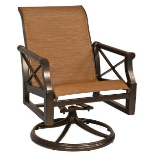 Woodard Andover Sling Swivel Rocker Dining Chair   Outdoor Dining Chairs