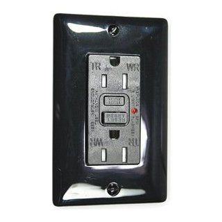 GFCI Receptacle, 15A, Commercial, Black   Electric Plugs  