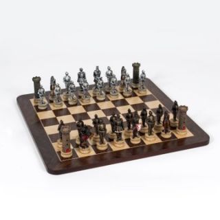WE Games Medieval Poly Resin Chess Set on Walnut Root Board   Chess Sets