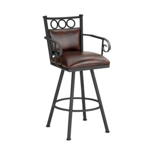 Barrington Home Vermont 30 in. Leather Swivel Bar Stool with Arms   Bar Stools