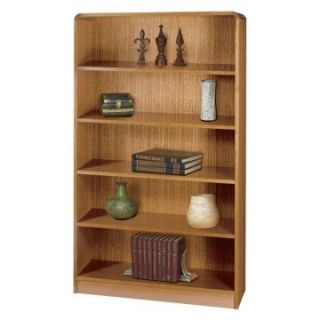 Safco 5 Shelf Radius Edge Veneer Bookcase   Medium Oak   Bookcases