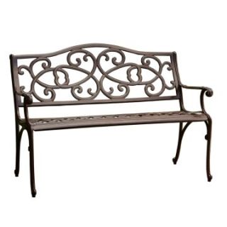 Vine Cast Aluminum Brown Curved Back Outdoor Bench   Outdoor Benches