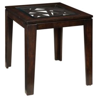 Standard Furniture Crackle Square Wood and Glass Top End Table   End Tables