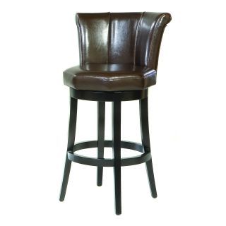 Armen Living Crown 26 in. Leather Swivel Counter Stool   Brown   Bar Stools