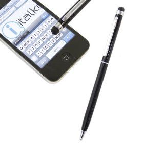 iTALKonline BLACK IDUO Captive Touch Tip Stylus Pen with Rubber Tip with Roller Ball Pen for Nokia 808 PureView Cell Phones & Accessories
