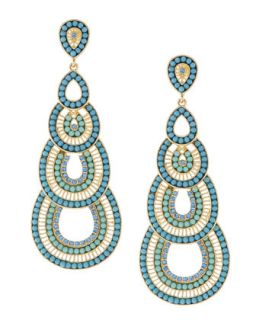 Beaded Crystal Cascading Chandelier Earrings, Blue