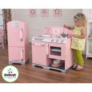 KidKraft 2 Piece Pink Retro Kitchen and Refrigerator   Play Kitchens