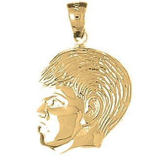 Gold Plated 925 Sterling Silver Boy Head Pendant Jewelry