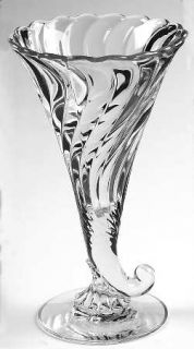 Fostoria Colony Cornucopia Vase   Stem #2412,Clear,Heavy Swirl Pattern