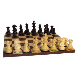 Walnut Stained Boxwood Triple Weighted Chess Set   Chess Sets